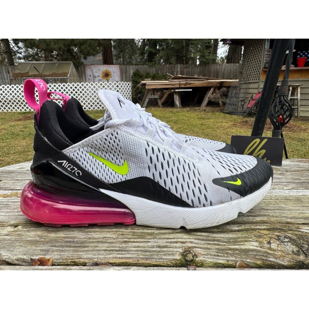 Mens 8.5 Nike Air Max 270 Volt Laser Fuchsia Athletic Running Shoes AH8050-109